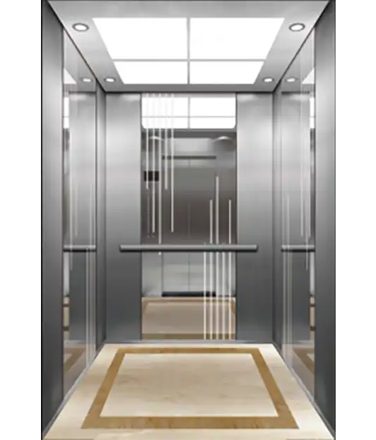 A passenger lift cabin which is made by stainless mirror