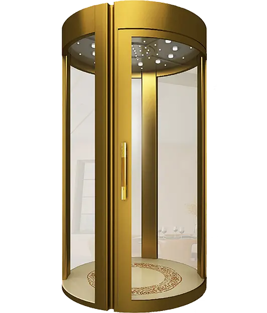 a modern cabin  design of panoramic elevator