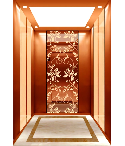 Rose Gold Floral designed Passenger Elevator.