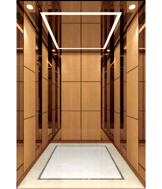A Stainless Steel Framed Passenger Elevator.