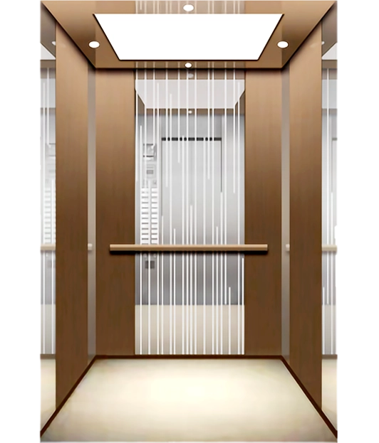 Bronze Stainless Steel Paneled Passenger Elevator.