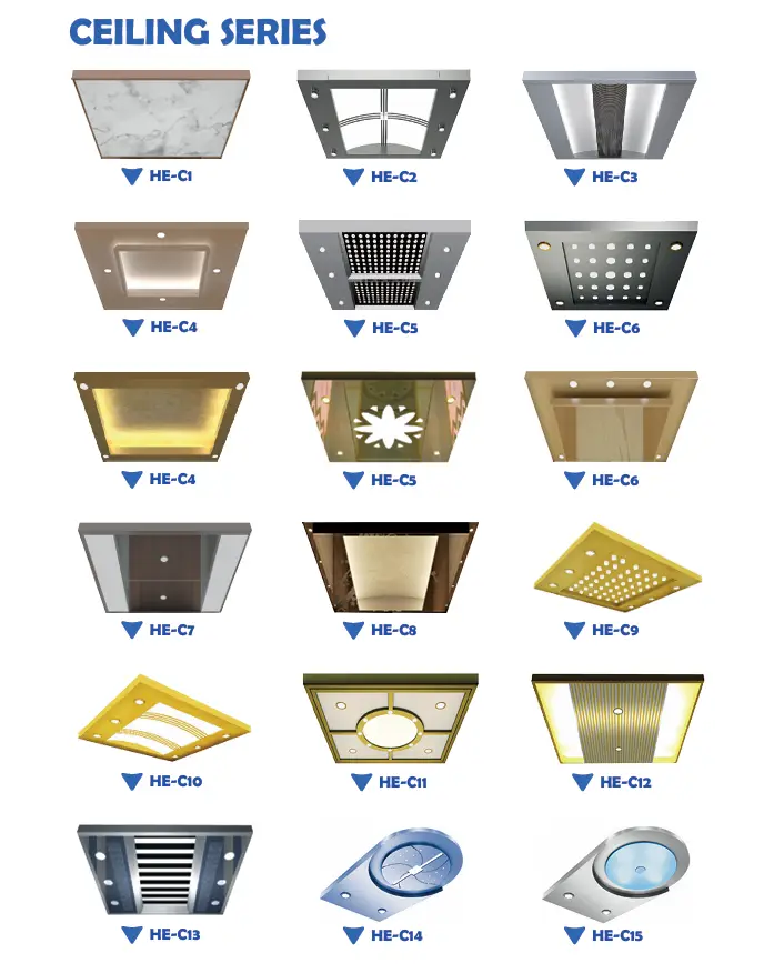 different kinds of Elevator ceiling designs