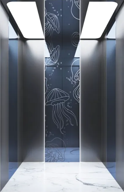 Sapphire mirror stainless steel Paneled Passenger Elevator