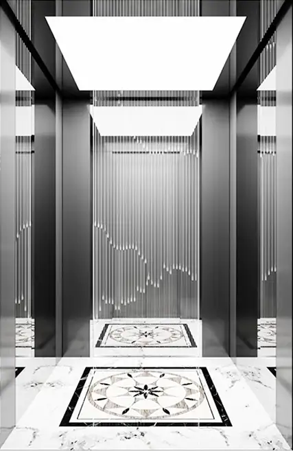 HAYASHIMU Black Titanium Mirror Framed Passenger Elevator
