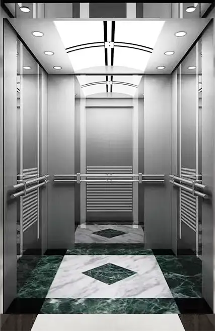 Mirror Etched with Acrylic Dome Top Paneled Passenger Elevator
