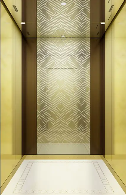 Luxurious Titanium Gold Passenger Elevator