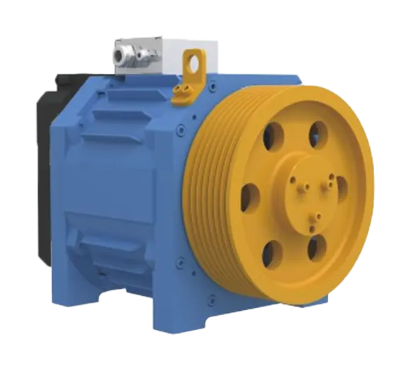 machine room less small traction motor