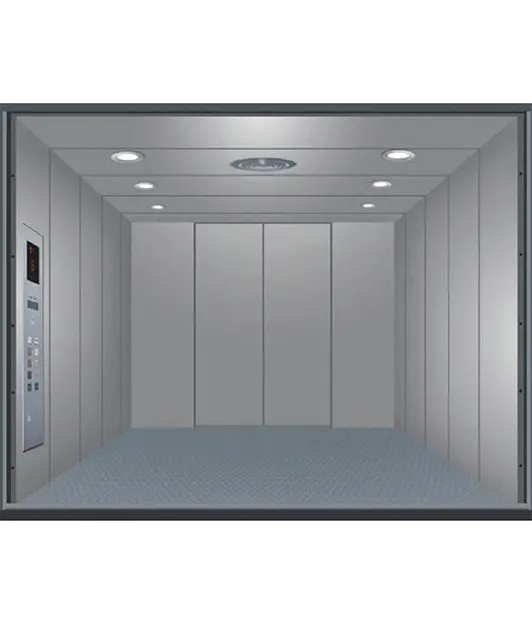 a 4 panel door opening freight elevator