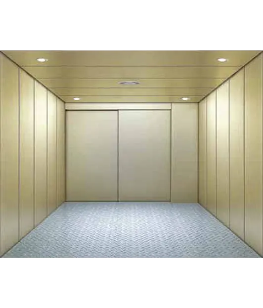 a golden color car elevator cabin
