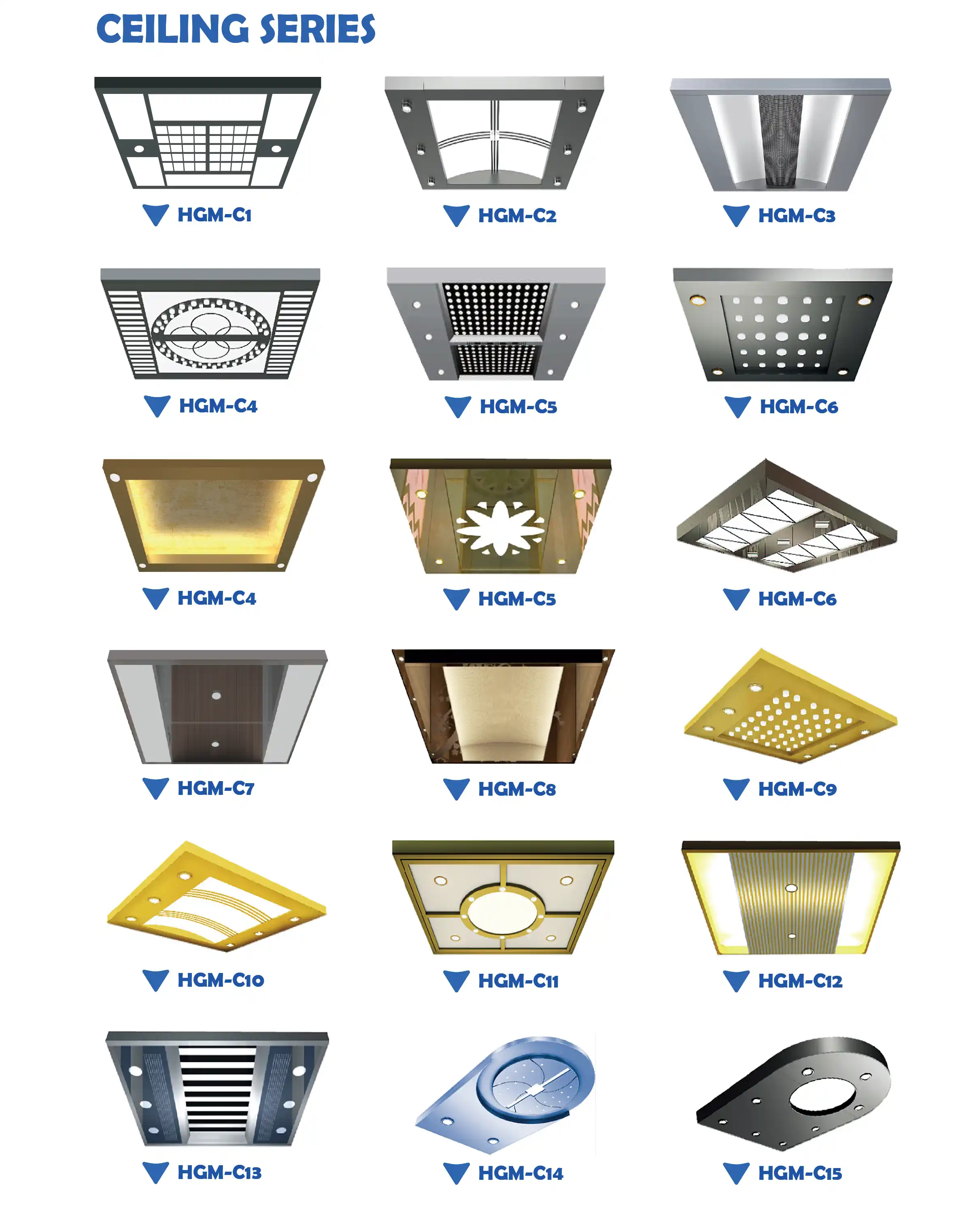 different kinds of elevator ceiling