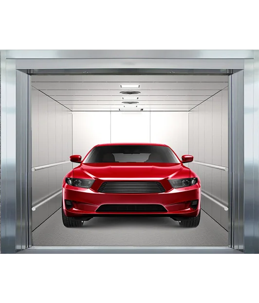 A red color is entered inside a car lifting elevator
