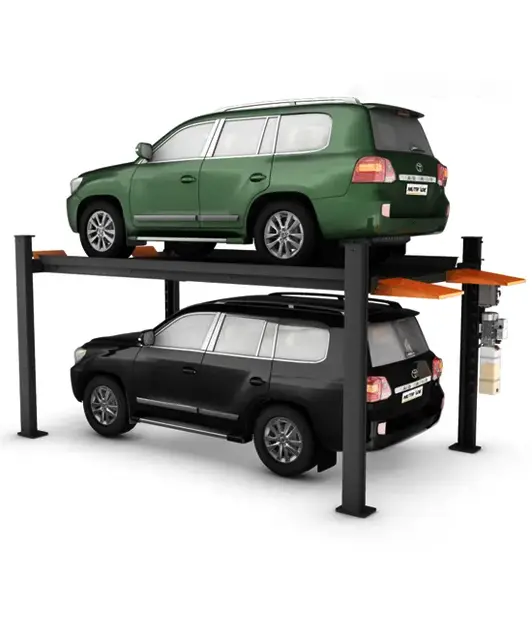4 post parking lift containing 2 cars